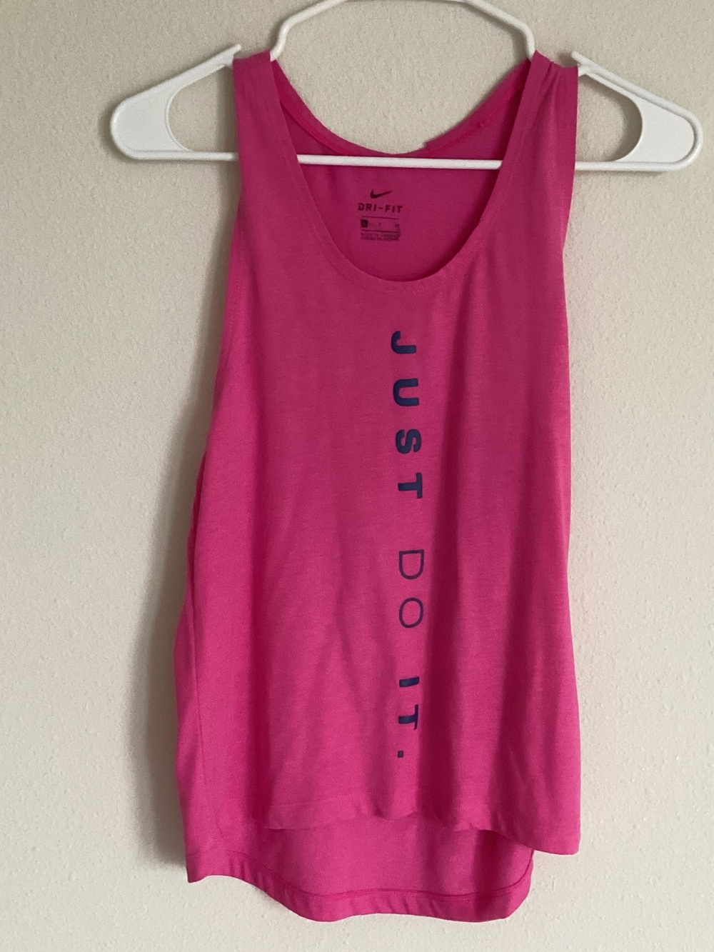 Nike Pink Women's Dri-FIT Tank with Vertical 'Just Do It.' Logo